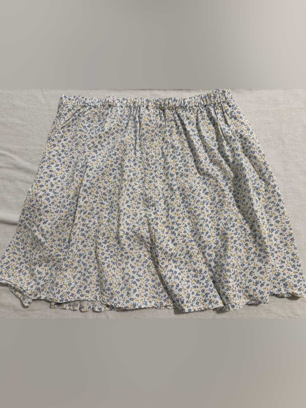 Jopna Blue 100% Cotton White Yellow Floral Ruffle Mini Skirt Size M - Picture 4 of 11